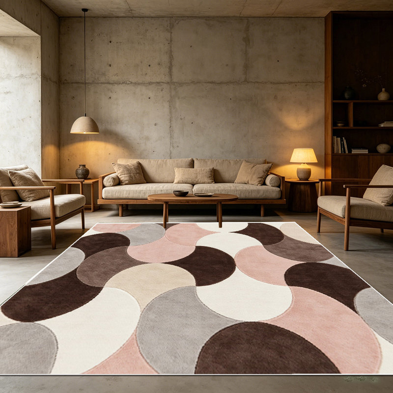 1PC soft muted overlapping oval geometric area rugs for Living Room, Soft and Comfortable, Suitable for all seasons, easy-to-maintain, machine washable Indoor floor mat, Under Table Farmhouse suitable for dining room, bedroom, home office, kitchen...