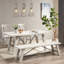 Banc de salle à manger en bois massif avec supports en métal, ornement blanc délavé, capacité maximale de 400 lb et banc combiné, décoration, sièges 3, limite de poids-129017312