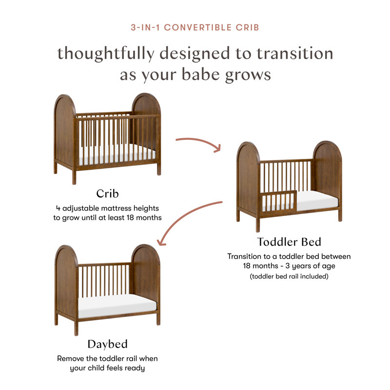 Bondi Cane 3-in-1 Convertible Crib, Natural Walnut