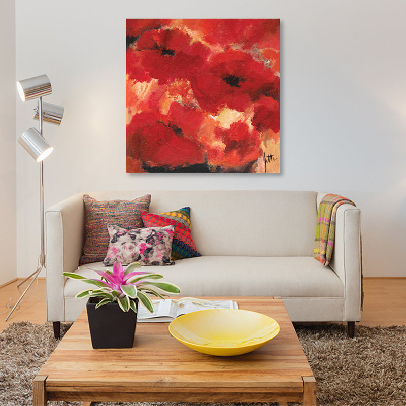 « abstract florals i », impression sur toile, H 12 po x l 12 po x P 1,5 po, Toile tendue, Pas de tapis