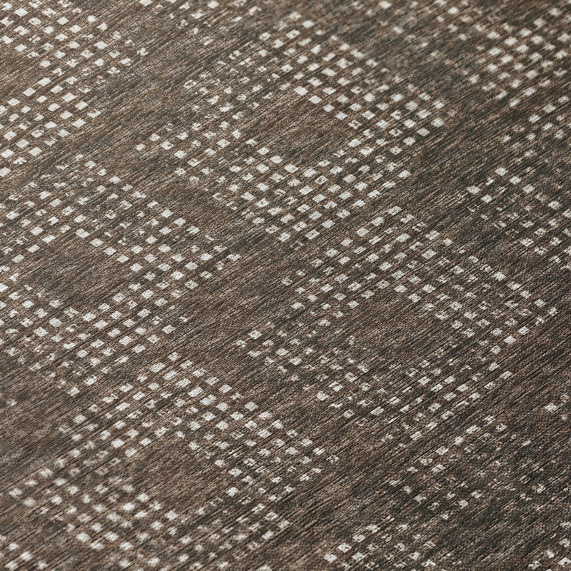 Tapis de couloir contemporain brun Houndstooth 2 pi 3 po x 7 pi 6 po, Rectangle 3 pi x 5 pi