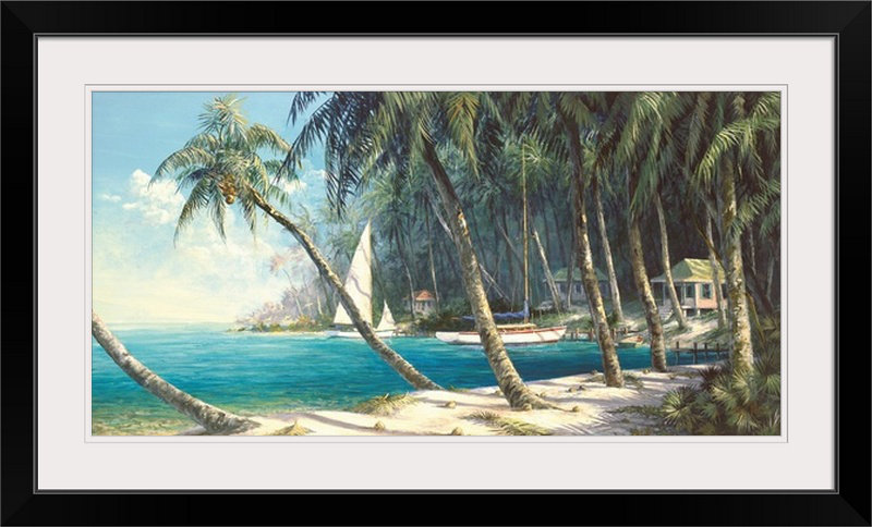 «Mattern Bali Cove», reproduction d'art par Fronckowiak, H 26 po x l 44 po x P 1 po, Cadre noir
