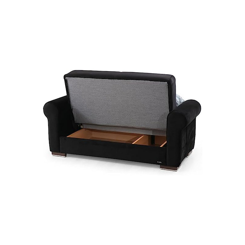Causeuse-lit convertible en tissu Iliyka, Mélange de polyester noir