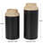 Wood Color block Decorative Black Vase with Light Brown Wood Tops Set