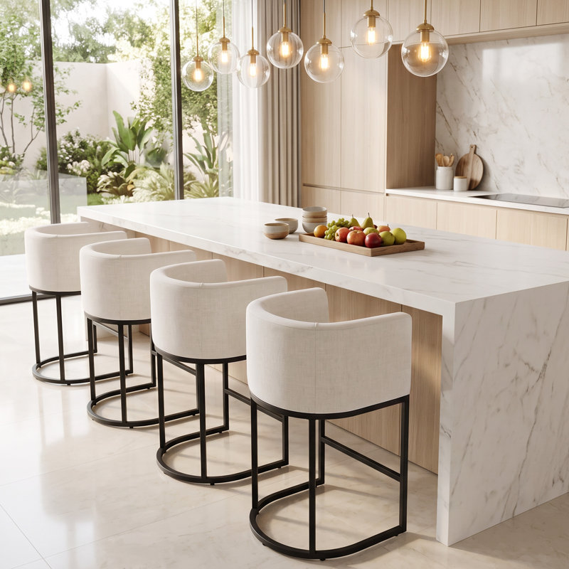 Tabouret de bar 27 po avec siège et repose-pieds 27 po, Ivory, 4