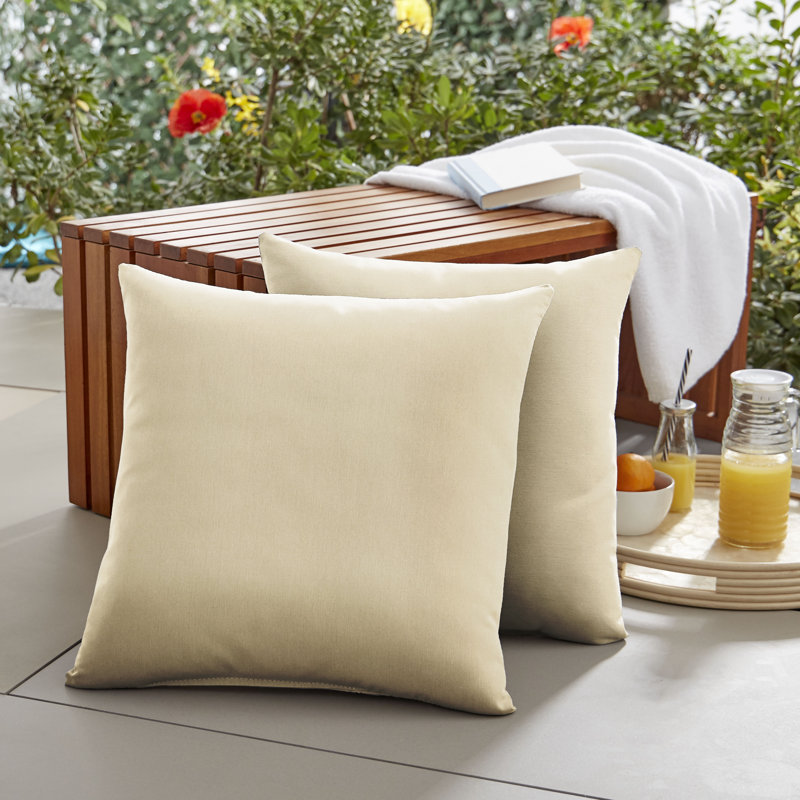 Ashish Outdoor Sunbrella Rectangular Pillow Cover & Insert, Carré 18 po, Sunbrella - toile beige antique