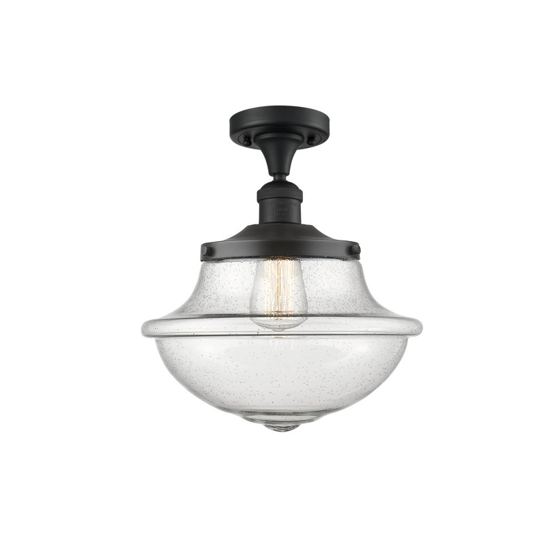 Plafonnier semi-encastré 1 lumière Baptiste, Grainé, Ampoule non incluse, Noir mat