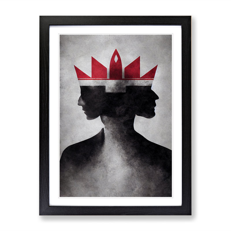 Man Wearing a Crown Abstract - Framed Print, Black, 64cm H x 46cm W x 2cm D