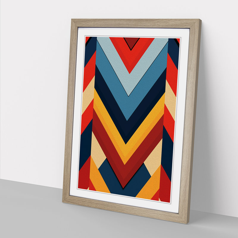 Chevrons Constructivism No.2 - Single Picture Frame Print on Wood, Oak Framed, 64cm H x 46cm W x 2cm D