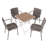 Summer- 4Pcs Warm Grey Stackable PP Armchair For Indoor/Outdoor Use -Ergonomic Slatted Back With Modern Folding Indoor/Outdoor Multi-Functional Square Table- PP Tabletop With Metal Legs(White, Khaki)