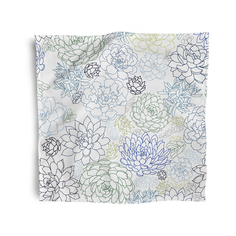 Cheyan Polyester Floral Square Napkin, Blue