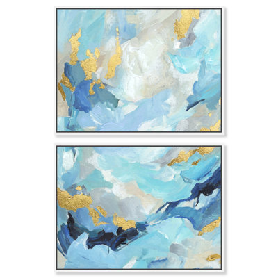 Mouvement Divin I - Ira Colmeva, reproduction sur toile encadrée, art mural chrétien par Art Remedy, cadre blanc, 45 x 36