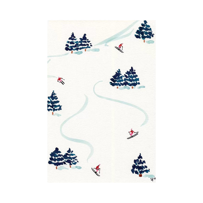 Little Skiers 1 Piece Painting on Canvas, 30.48cm H x 20.32cm W x 1.91cm D, Wrapped Canvas