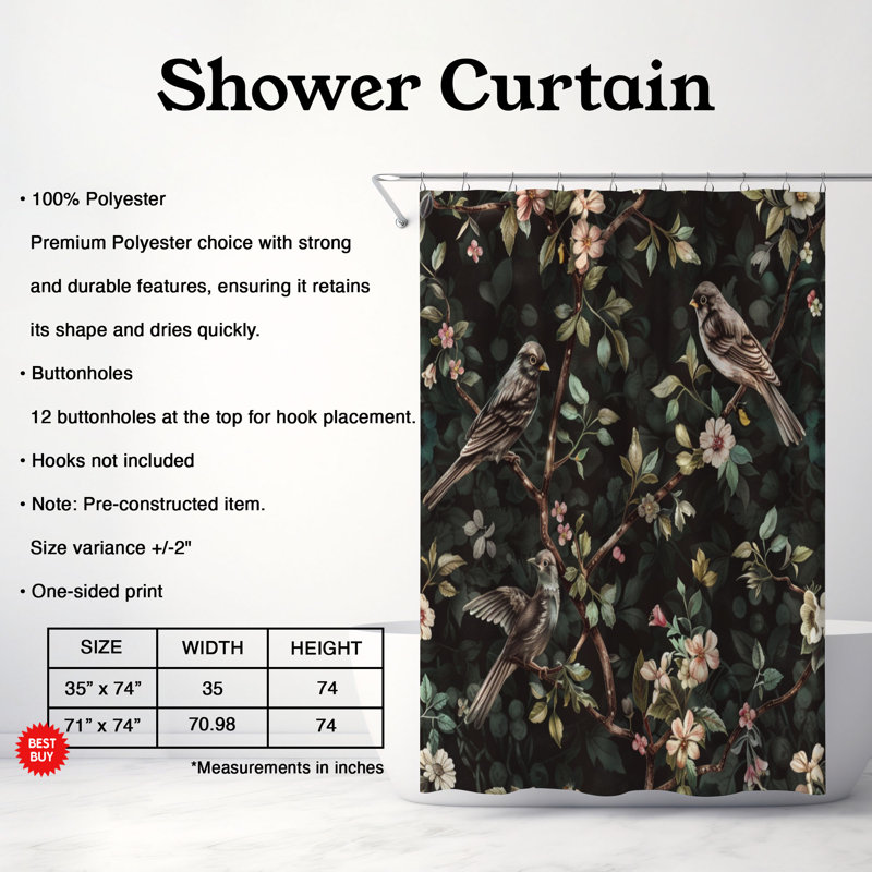 Dark Bloom - Premium Shower Curtain, 74"H x 71"W