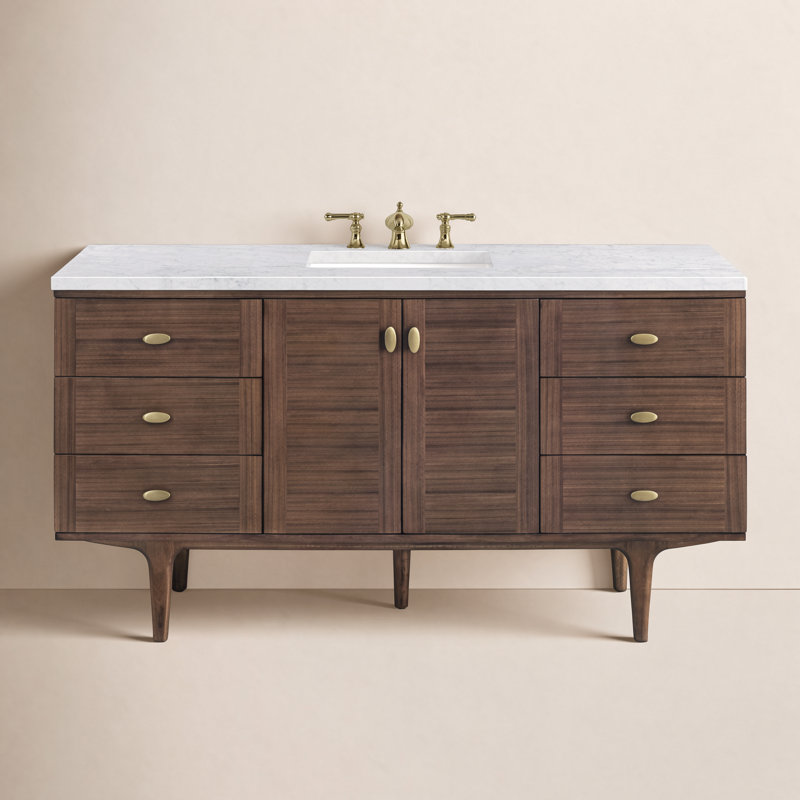 Aliza 60" Single Bathroom Vanity Set, Carrara White, 8" Widespread
