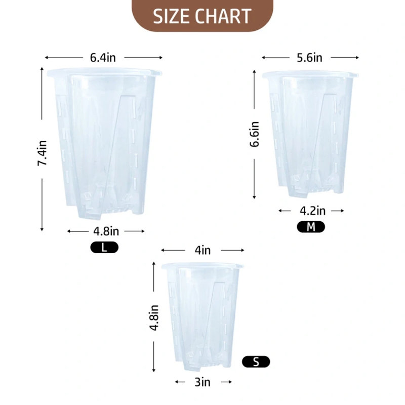 4inch 5 Pack Nursery Pots For Plant Thicken Plastic Orchid Pots With Drainage Holes, 7.4" H x 6.4" W x 4.8" D