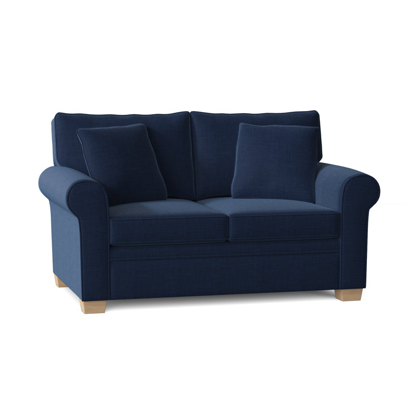 Causeuse à accoudoirs roulés 61 po Quaker, Non fini, Indigo Bennett