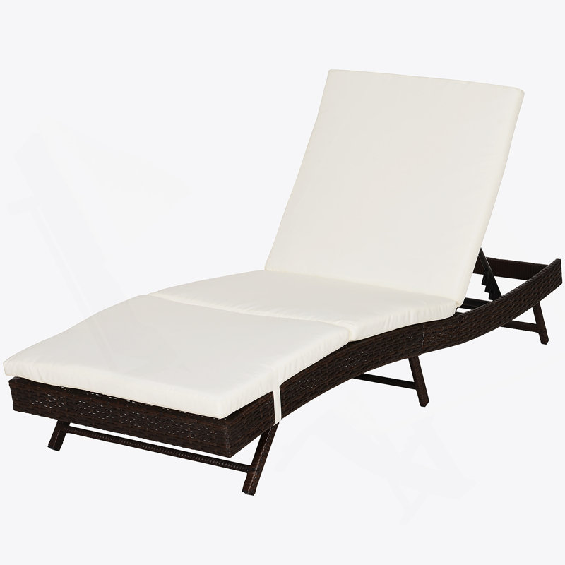 Outsunny Patio Chaise Lounge With 5-Position Adjustable Backrest, Cushioned Comfort, And Weather-Resistant Pe Rattan Wicker, Ideal For Poolside Relaxation