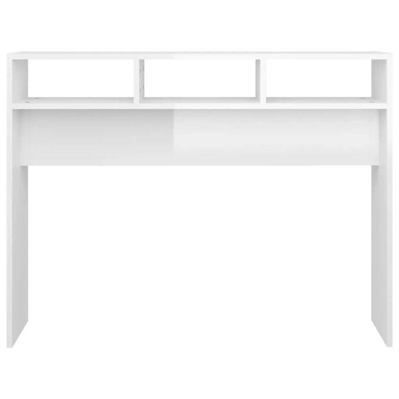 Goar Console Table Engineered Wood Accent Couch End Side Table, High Gloss White