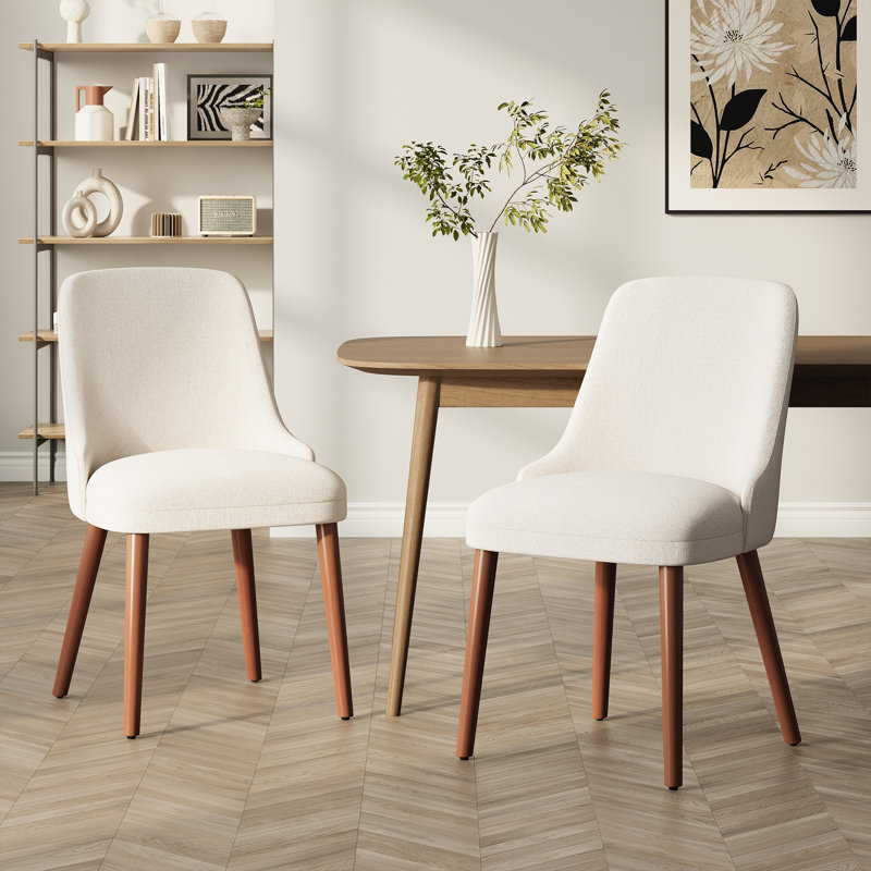 50.5cm H Fabric Upholstered Upholstered Back Side Chair, Beige
