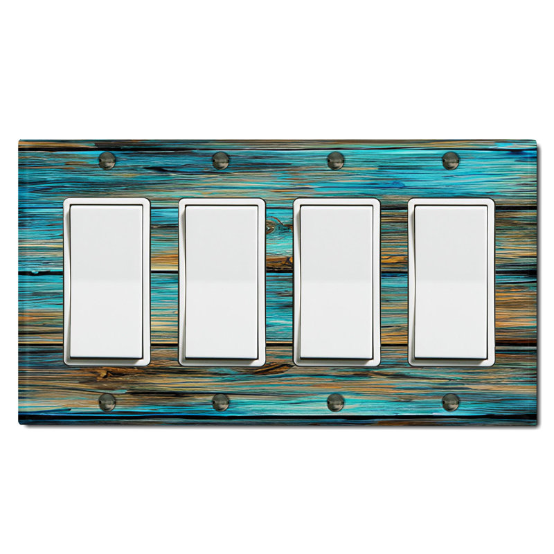 Plaque murale bleue à 4 bandes en bois bleu