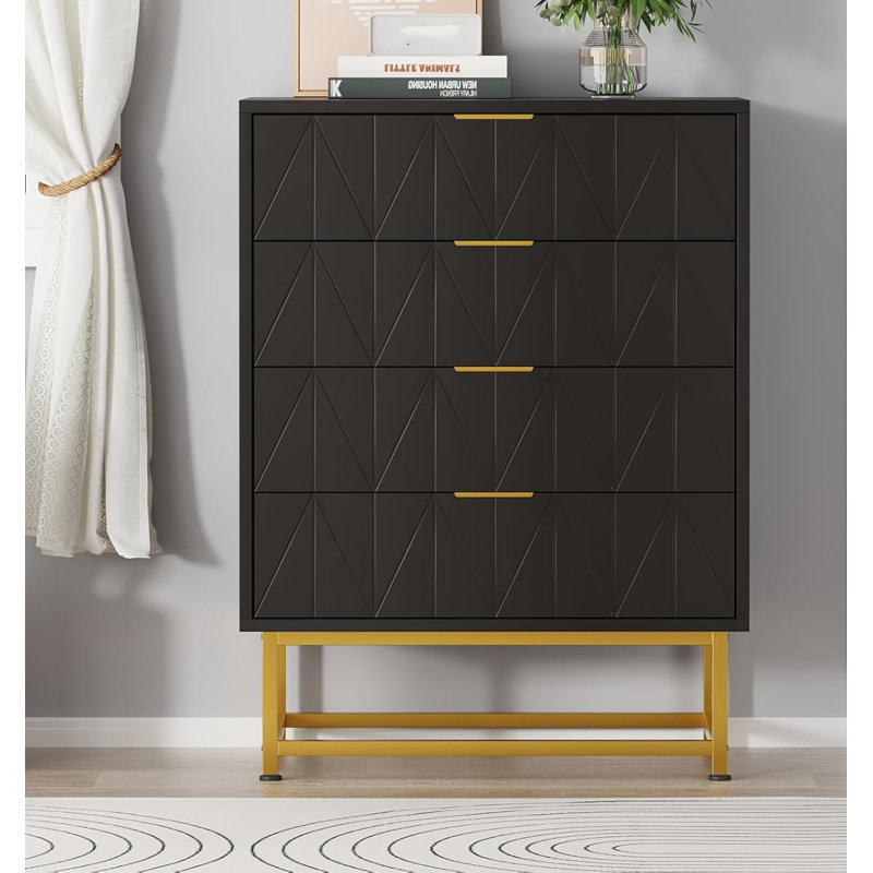 59.9 cm W Chest of 4 Drawers, Black