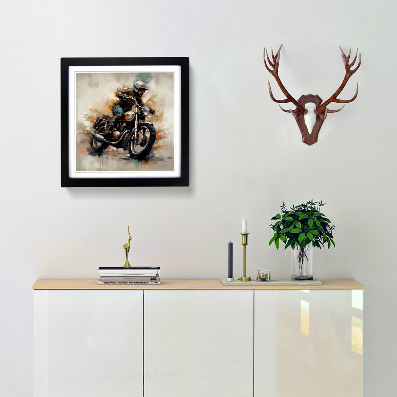 Motorcycle - Framed Print, Black
