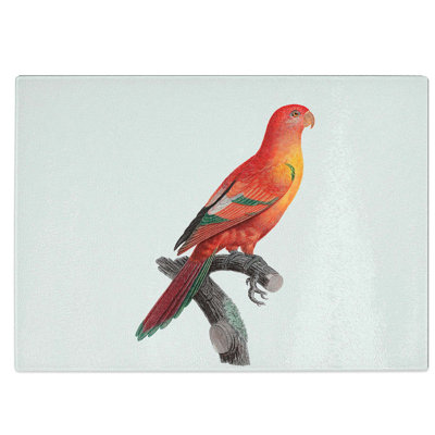 Tempered Glass Crimson Shining Parrot Chopping Board