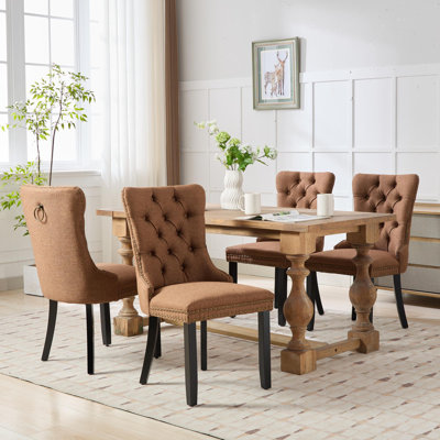 Velvet Dining Chairs, Upholstered High-end Tufted Dining Room Chair with Nailhead Back Ring