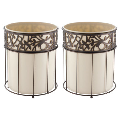 iDesign Metal Vine Trash Can with Insert - Set of 2 - Vanilla/Bronze