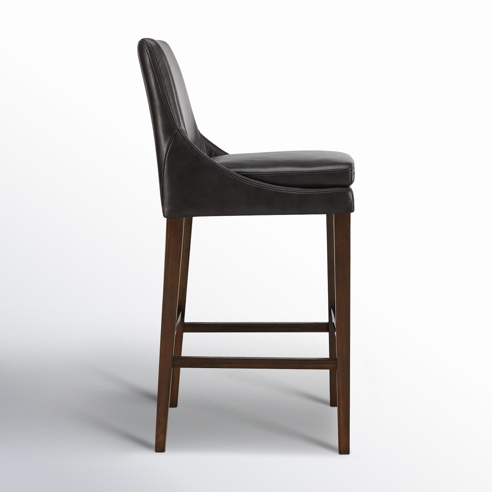 Niara Bar and Counter Stool, Impression Dark Gray Genuine Leather , Bar Stool (30” Seat Height)