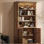 Bibliothèque moderne de 83,4 po de hauteur avec portes, bibliothèque avec tablettes réglables à 3 niveaux, tablettes avec éclairage à DEL, grande armoire de rangement pour le salon, bureau à domicile