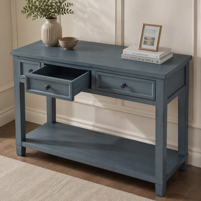 Console Table/Sofa Table with Storage Drawers and Bottom Shelf for Entryway Hallway (Navy)