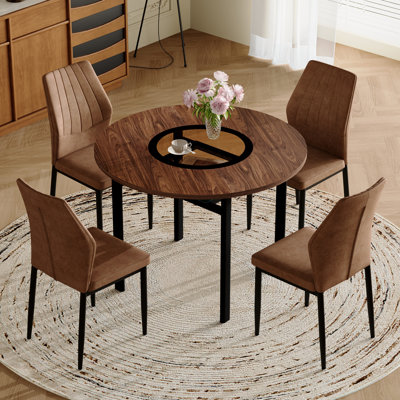 Ensemble de table de salle à manger, table ronde avec 4 chaises de salle à manger