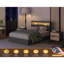 Upholstered Platform Bed Frame with Headboard, LED Light and Charging Station-488329510