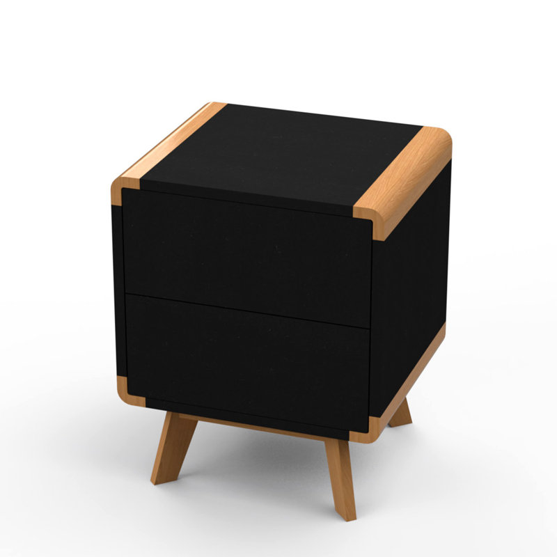 Foristell 45cm W Bedside Table, Brown, Black