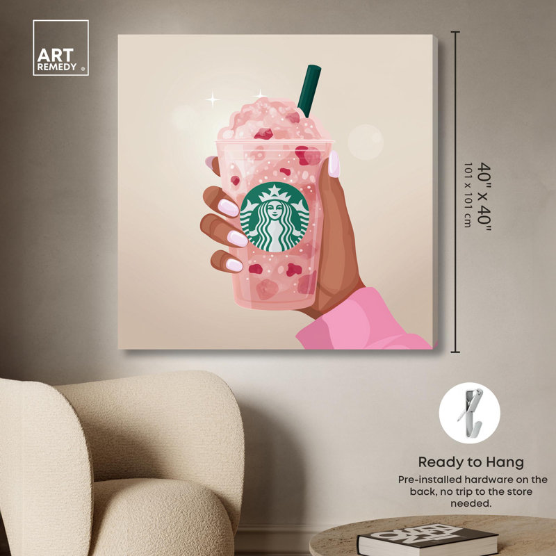 «Pink Sip», reproduction d'art sur toile par Art Remedy, H 40 po x l 40 po, Toile tendue avec châssis