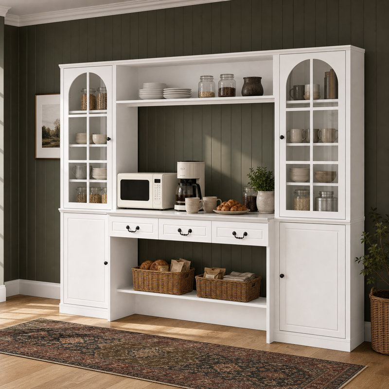 Armoire de rangement autoportante avec portes vitrées, 78,7 po H x 98,4 po L