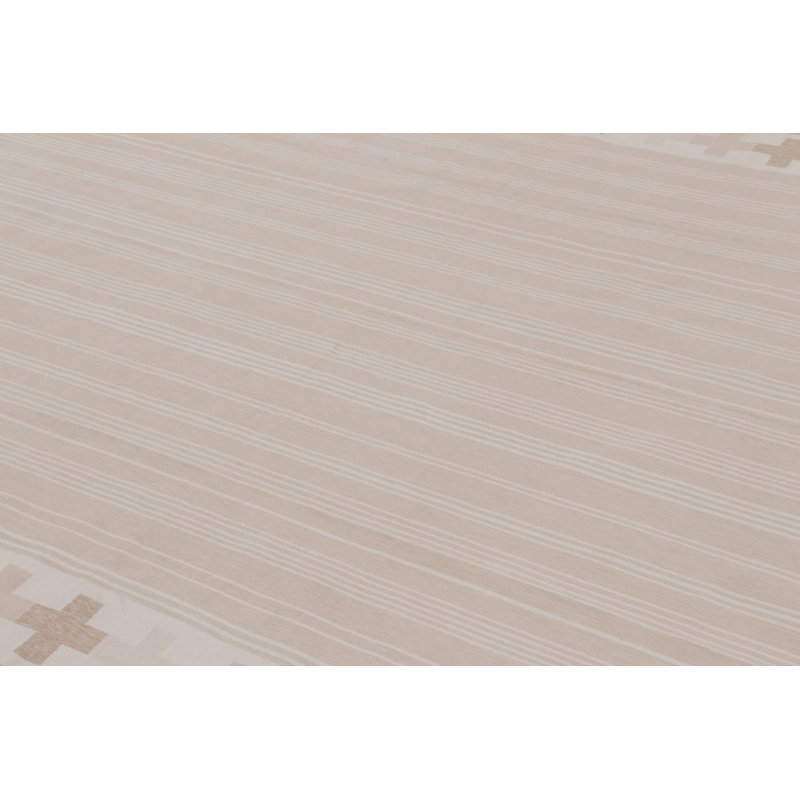 Rug & Kilim’S Contemporary Dhurrie Rug In Cream And Beige Pinstripes