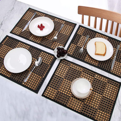 Bamboo Placemats For Dining Table, Placemats Set Of 4,Stain-Resistant,Heat-Resistant Place Mats,Durable And Sturdy Dining Place Mats For Kitchen Table 11.5 * 17.5 Inch