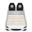 Lit de course en bois en forme de voiture simple à DEL avec rembourrage doux, blanc - coffre-fort et magnifique plateforme Led