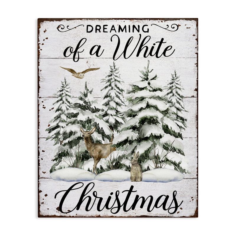 Art mural blanc sur toile "Forêt de Noël blanche" par Creatif Belle, H 20 po x l 16 po