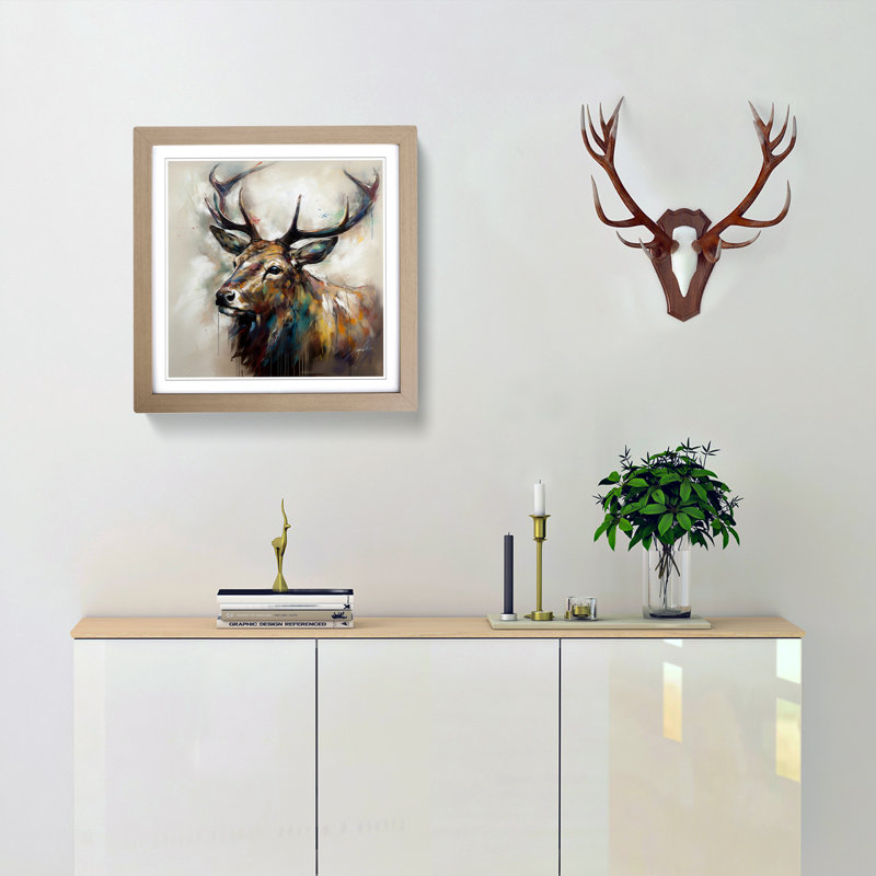 Stag No.2 - Framed Print, Oak