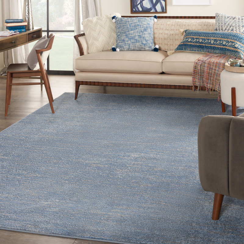 Nourison Essentials Blue/Gray Indoor/Outdoor Area Rug, Rectangle 9' x 12'