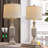 27.5"vintage resin table lamp with touch control and USB charging,suitable for office and home use