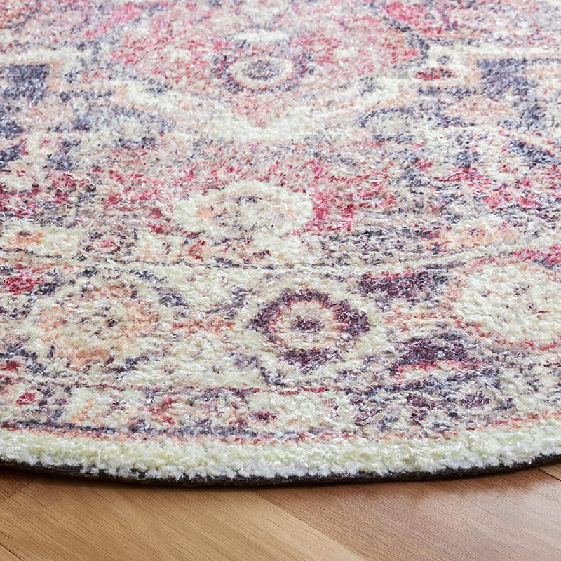 Classic Vintage Hand Tufted Performance Geometric Rug, Round 6'