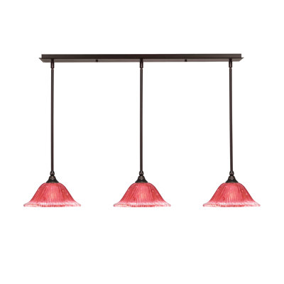Luminaire suspendu linéaire sur pied 3 lumières avec verre cristal 10 po