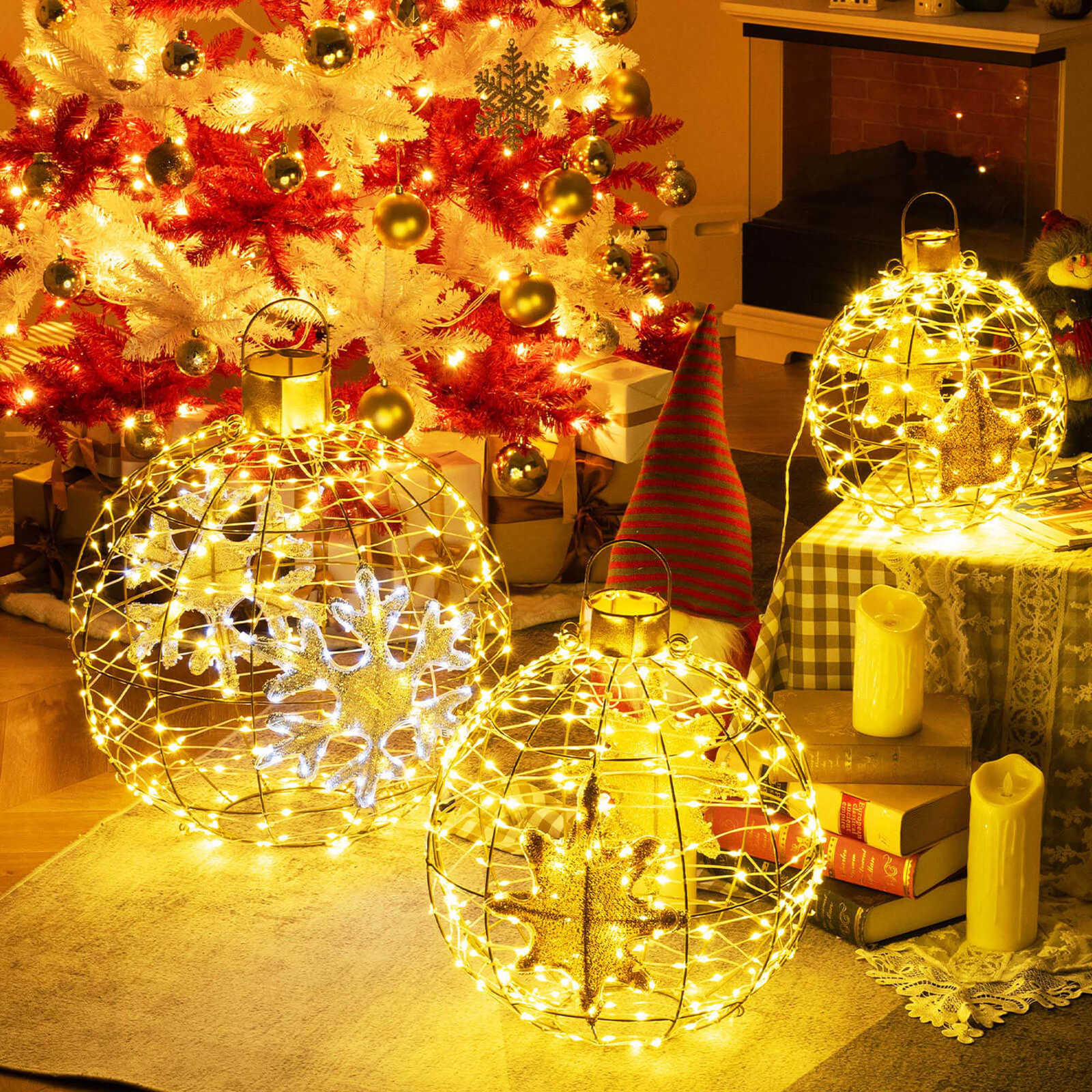 3-Piece Pre-Lit LED Lantern Ball Set