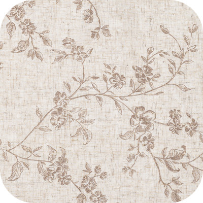 Semi Sheer Linen Blend French Floral Printed Rod Pocket Curtain Pair