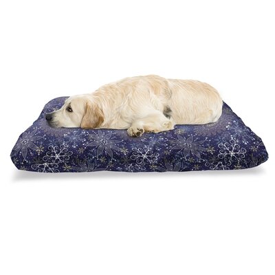 Ambesonne Dark Blue Pet Bed, Christmas Inspired Pattern With Ornate Curly Snowflakes Mandala Style, Chew Resistant Pad For Dogs And Cats Cushion With -  East Urban Home, 1432A975EB85416991523844F9D46583